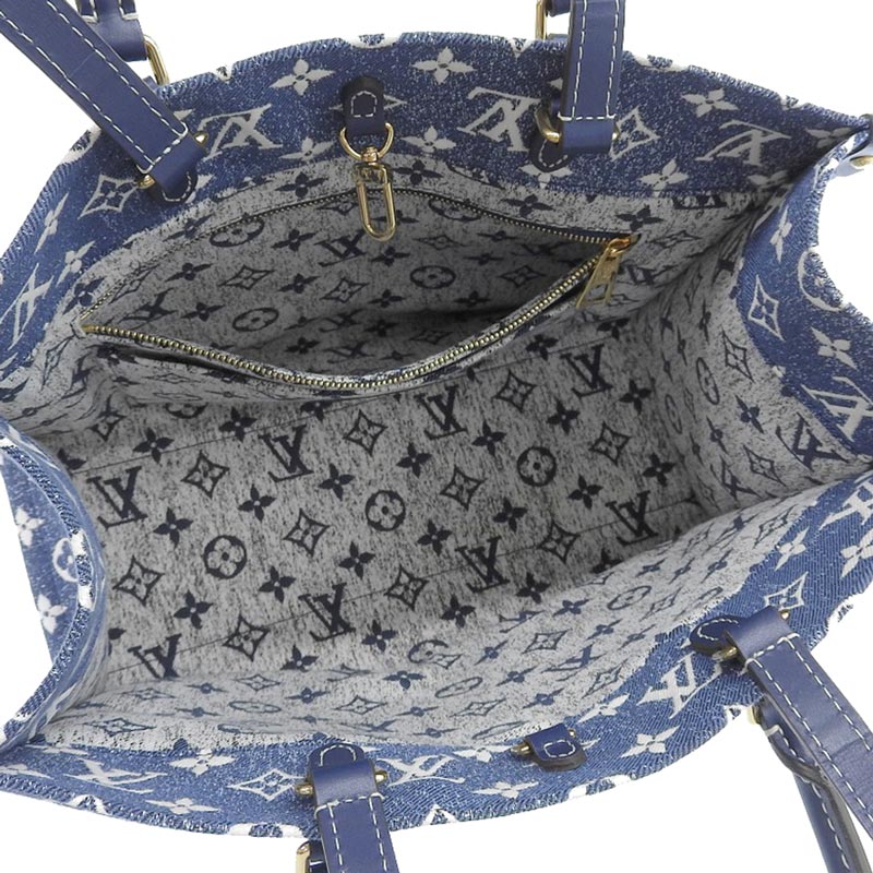 http://ルイヴィトン%20LOUIS%20VUITTON%20モノグラム%20ジャガードデニム%20オンザゴーMM%20トートバッグ%20ショルダー%20マリーヌ%20M59608%20中古%20LV1551
