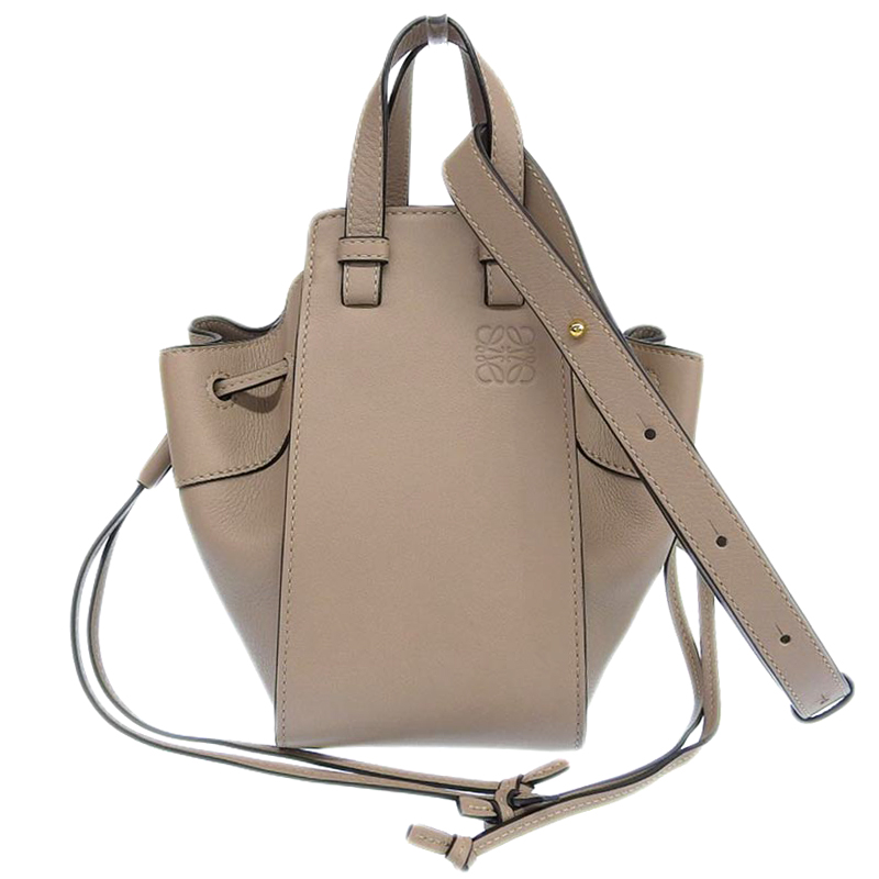ロエベ LOEWE ハンモックスモール ドローストリング 2WAYバッグ ハンドバッグ ショルダーバッグ レザー グレージュ 中古 OB1541