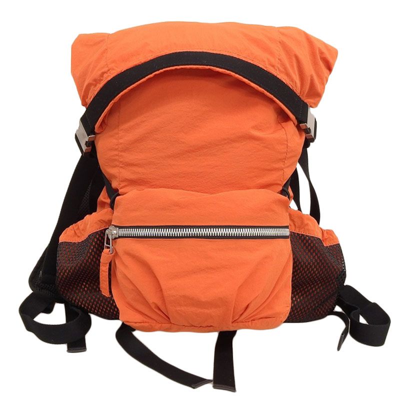 ボッテガヴェネタ BOTTEGA VENETA バックパック リュックサック ナイロン オレンジ ブラック 中古OB1723