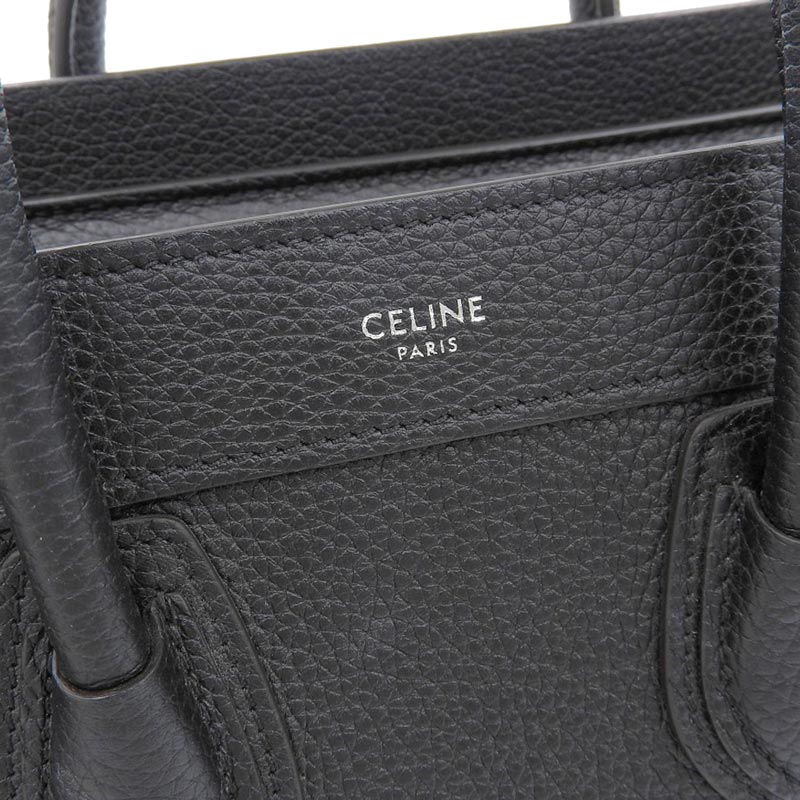 http://セリーヌ%20CELINE%20ラゲージ%20ナノショッパー%202WAYバッグ%20ハンドバッグ%20ショルダーバッグ%20レザー%20ブラック%20中古%20OB1752