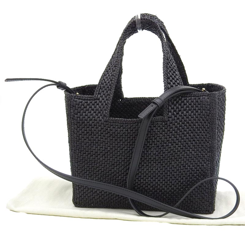 http://ロエベ%20LOEWE%20フォントトート%20スモール%202WAY%20ハンドバッグ%20ショルダーバッグ%20ラフィア%20レザー%20ブラック%20A685B59X01%20中古%20OB1753