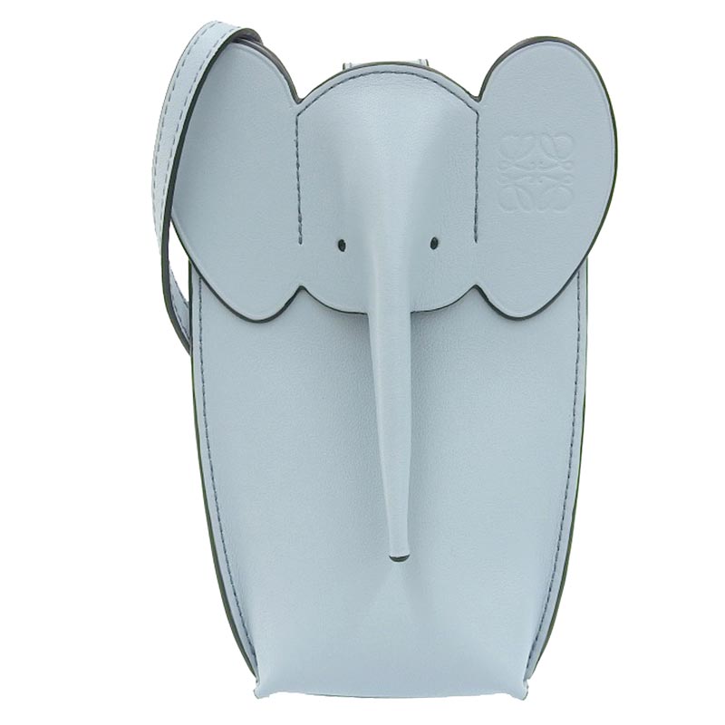 ロエベ LOEWE エレファントポケット アナグラム ショルダーバッグ レザー ブルーアイスバーグ C623B02X04 中古 OB1754
