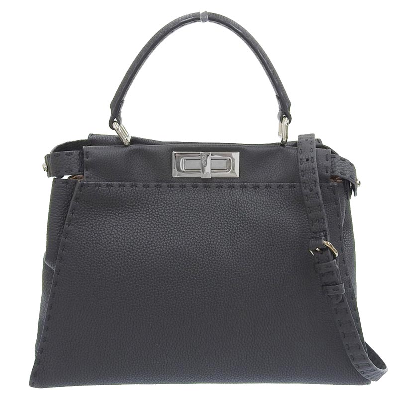 フェンディ FENDI ピーカブー セレリア 2WAYバッグ ハンドバッグ ショルダーバッグ レザー ブラック 8BN226 中古 OB1755