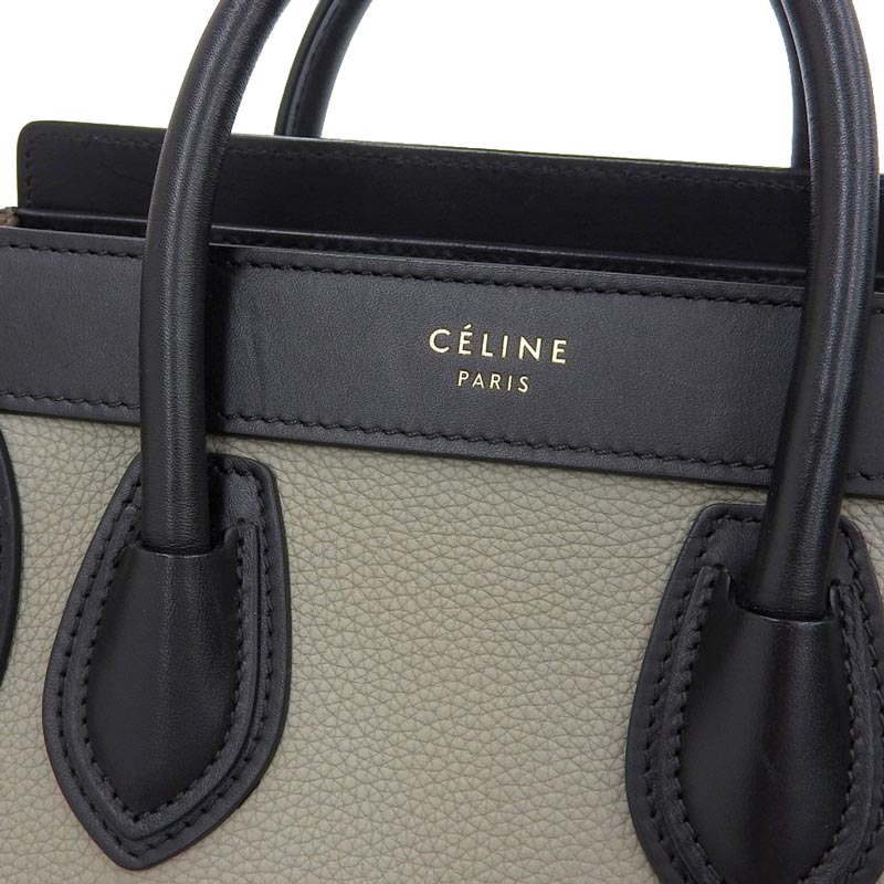http://セリーヌ%20CELINE%20ラゲージ%20ナノショッパー%202WAY%20ハンドバッグ%20ショルダーバッグ%20レザー%20ブラック%20グレージュ%20ブラウン%20中古%20OB1756