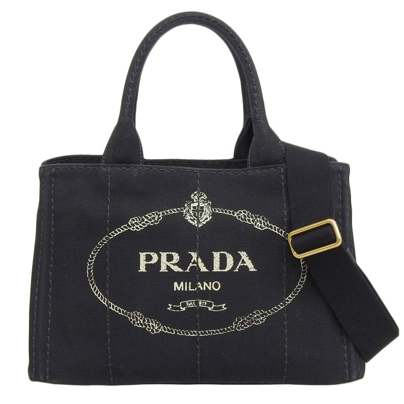プラダ PRADA カナパ 2WAYバッグ トートバッグ ショルダーバッグ キャンバス ブラック 1BG439 中古 OB1761