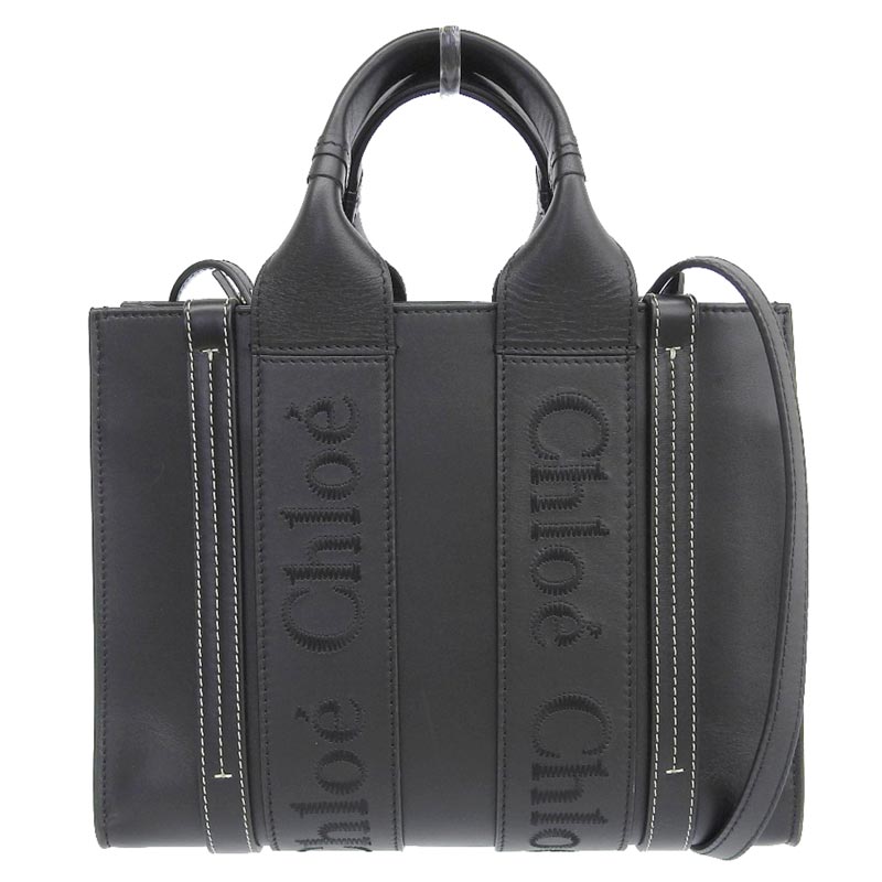 http://クロエ%20CHLOE%20ウッディスモールトートバッグ%202WAYバッグ%20ハンドバッグ%20レザー%20ブラック%20CHC22WS397I60001%20中古%20OB1768