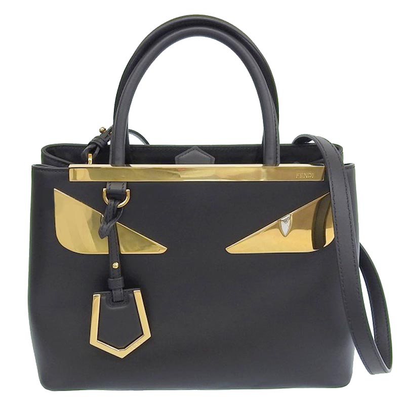 フェンディFENDI プチトゥージュール モンスター 2WAYバッグ ハンドバッグ ショルダーバッグ レザー ブラック 8BH253 中古 OB1774