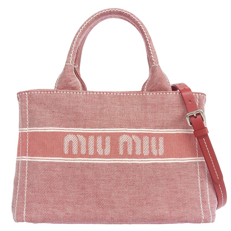 http://ミュウミュウ%20MIUMIU%202WAYバッグ%20トートバッグ%20ショルダーバッグ%20デニム%20レッド%205BA219%20中古%20OB1776