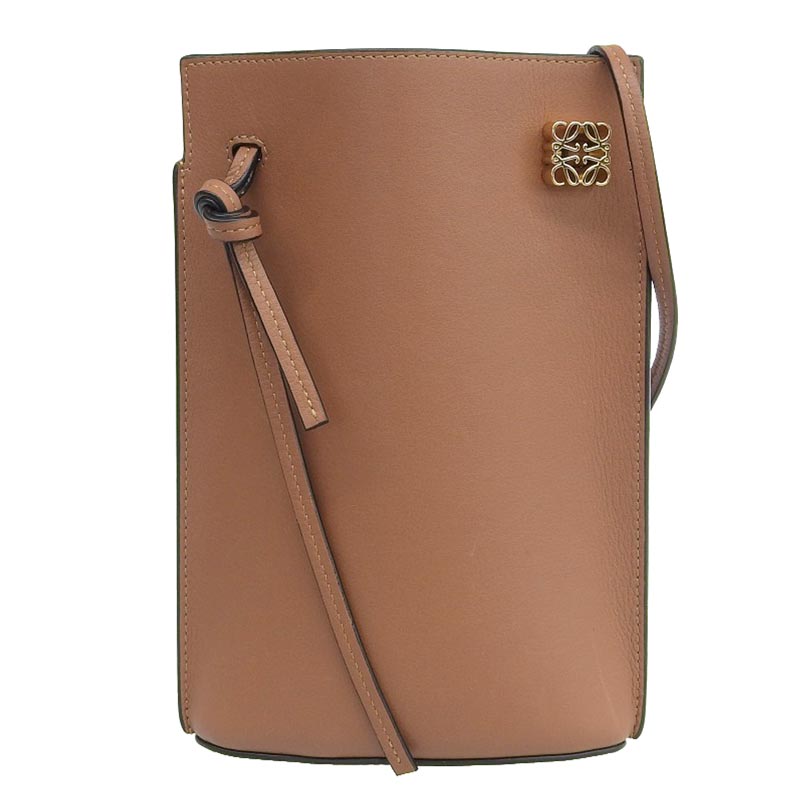 ロエベ LOEWE ダイスポケット ショルダーバッグ レザー タン C630R12X01 中古 OB1777