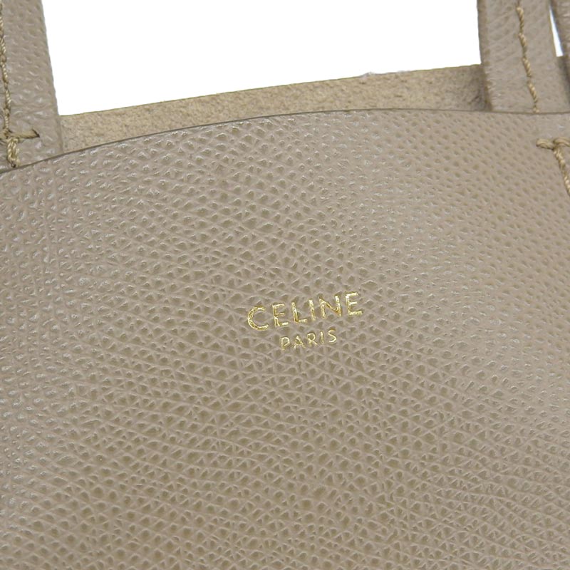 http://セリーヌ%20CELINE%20バーティカルカバスモール%202WAYバッグ%20トートバッグ%20ショルダーバッグ%20レザー%20グレージュ%20中古%20OB1787