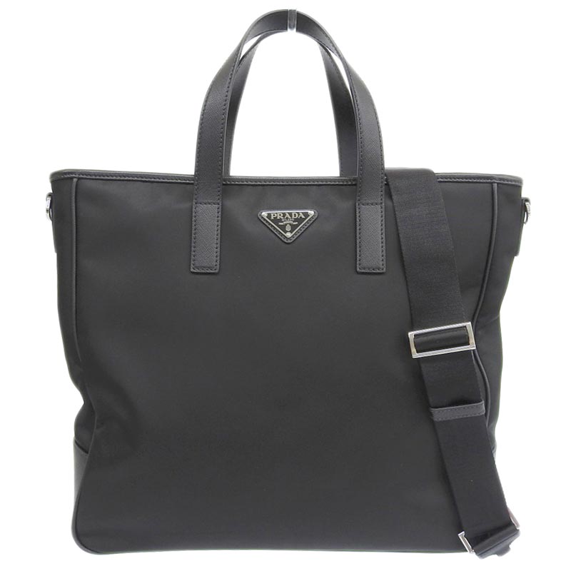 プラダ PRADA 2WAYバッグ トートバッグ ショルダーバッグ ナイロン/レザー ブラック 2VG064 中古 OB1788