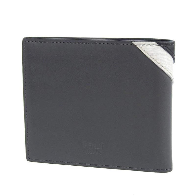 http://フェンディ%20FENDI%20二つ折り財布%20コンパクトウォレット%20モンスター%20バグズアイ%20レザー%20グレー%20ブラック%207M0169%20中古%20OBB0551