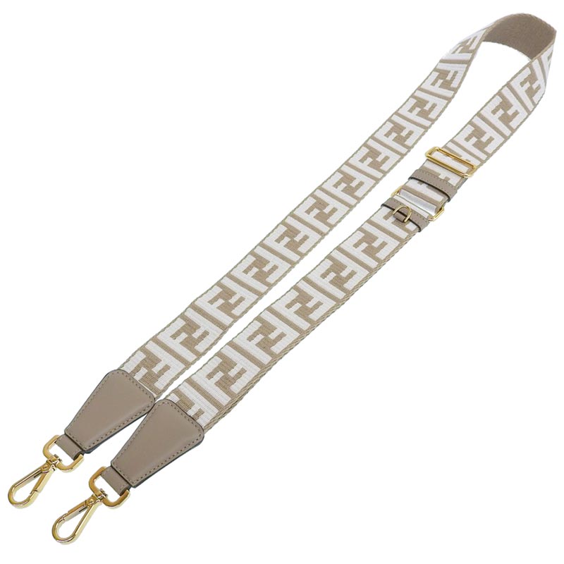 http://フェンディ%20FENDI%20ストラップユー%20ショルダーストラップ%20ズッカ%20キャンバス%20レザー%20ベージュ%20ホワイト%208AV386%20中古%20OBB0552