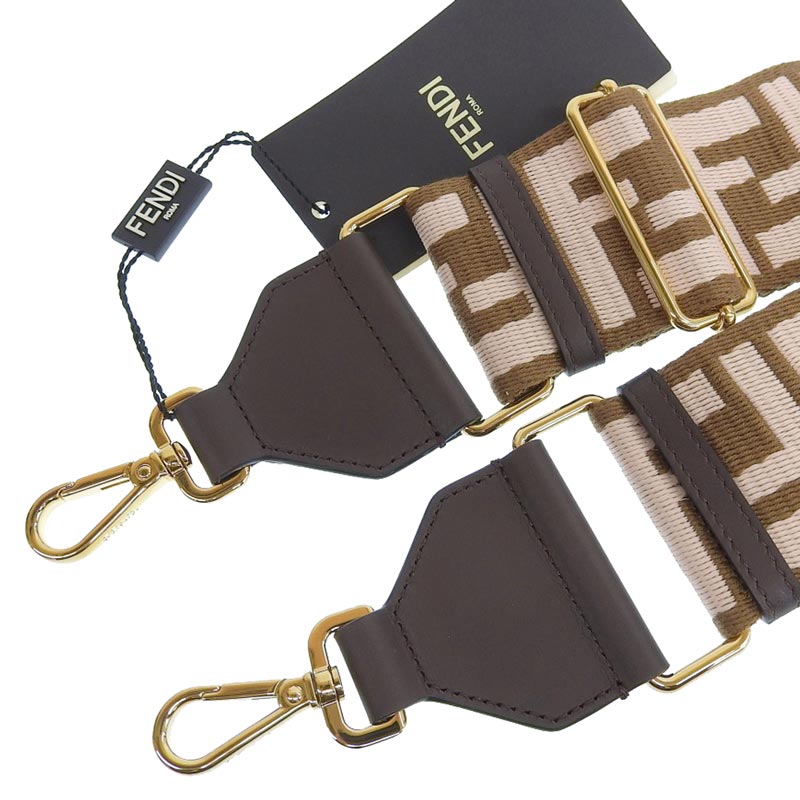 http://フェンディ%20FENDI%20ストラップユー%20ショルダーストラップ%20ズッカ%20キャンバス%20レザー%20ブラウン%20ピンク%208AV134%20美品%20OBB0554