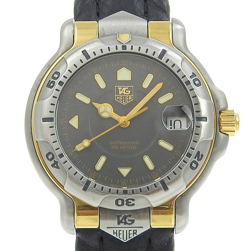 タグホイヤー TAG HEUER 6000シリーズ メンズ クォーツ 腕時計 SS/K18/革 グレー文字盤 WH1152 中古 OW0422