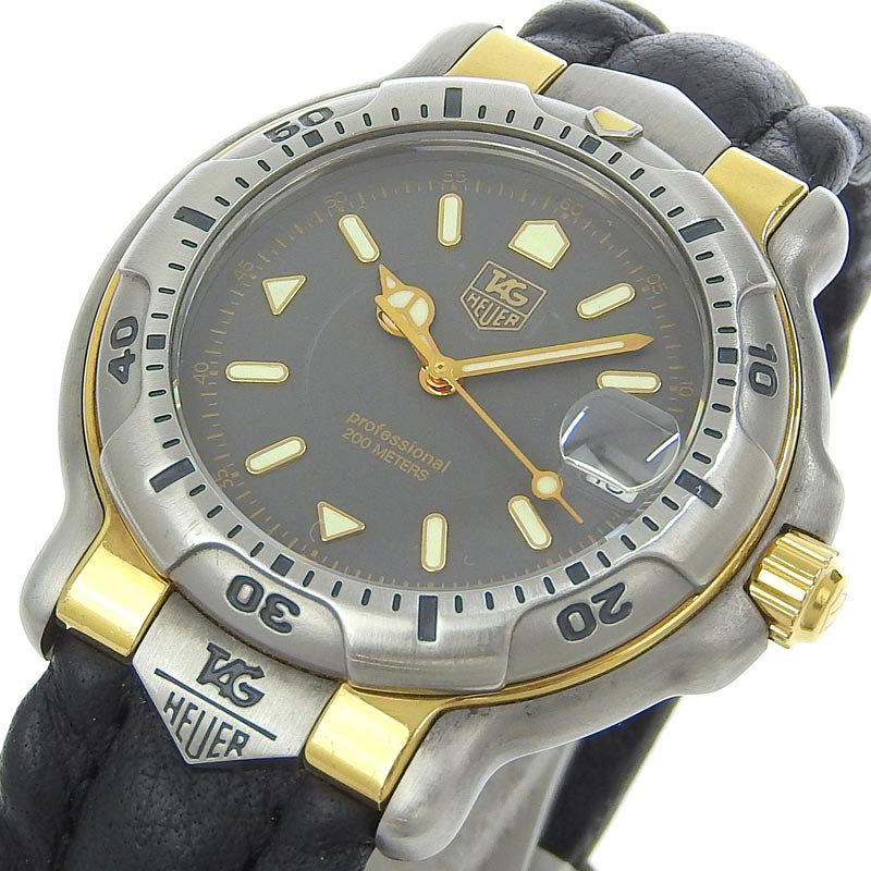 http://タグホイヤー%20TAG%20HEUER%206000シリーズ%20メンズ%20クォーツ%20腕時計%20SS/K18/革%20グレー文字盤%20WH1152%20中古%20OW0422
