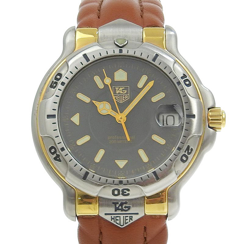 タグホイヤー TAG HEUER 6000シリーズ メンズ クォーツ 腕時計 SS/K18/革 グレー文字盤 WH1152 中古 OW0426