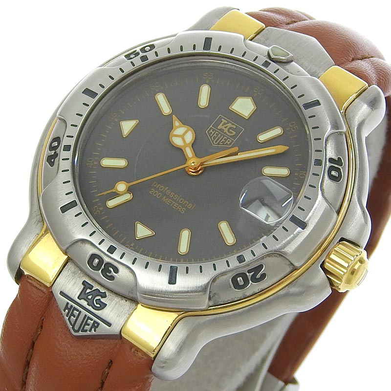 http://タグホイヤー%20TAG%20HEUER%206000シリーズ%20メンズ%20クォーツ%20腕時計%20SS/K18/革%20グレー文字盤%20WH1152%20中古%20OW0426