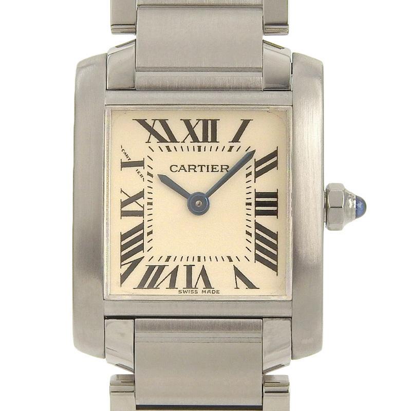 カルティエ CARTIER タンクフランセーズSM レディース クォーツ 腕時計 SS ホワイト文字盤 W51008Q3 中古 CA0461