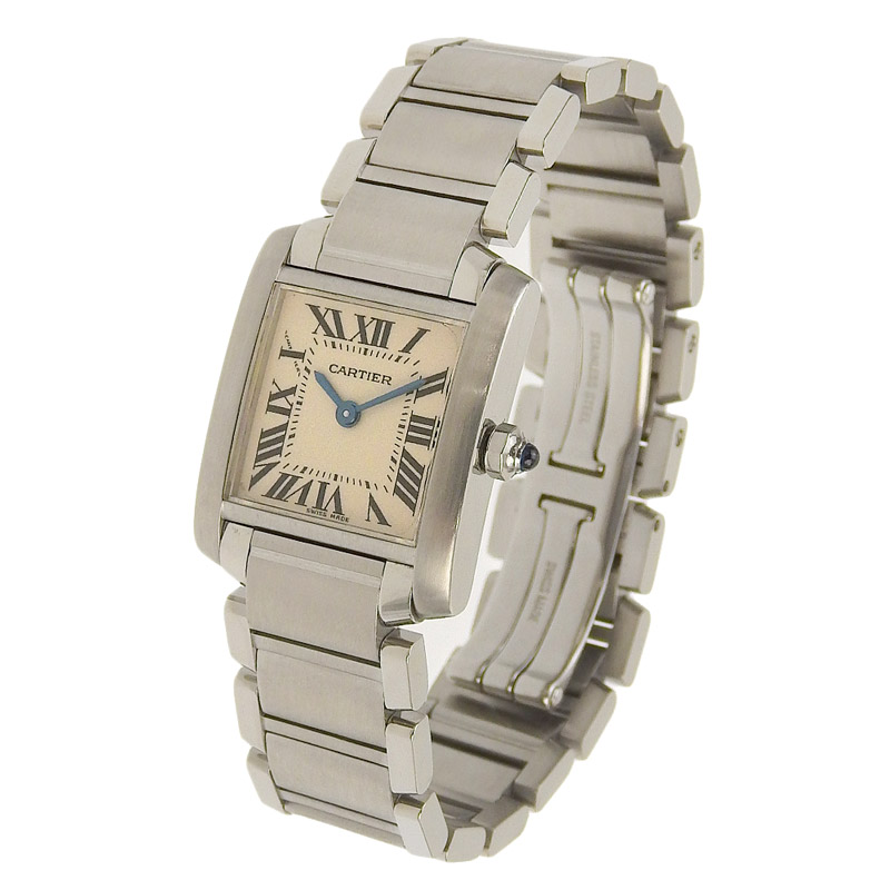 http://カルティエ%20CARTIER%20タンクフランセーズSM%20レディース%20クォーツ%20腕時計%20SS%20ホワイト文字盤%20W51008Q3%20中古%20CA0461