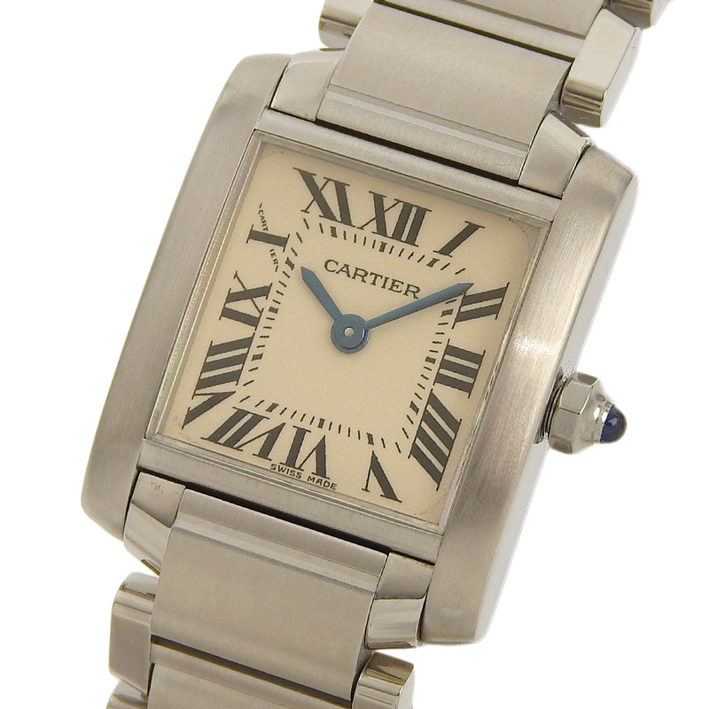 http://カルティエ%20CARTIER%20タンクフランセーズSM%20レディース%20クォーツ%20腕時計%20SS%20ホワイト文字盤%20W51008Q3%20中古%20CA0461