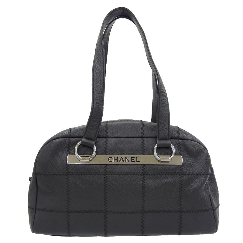 シャネル CHANEL チョコバー ハンドバッグ レザー ブラック 9番台 中古 CH0914