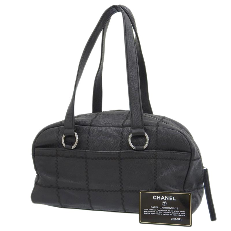 http://シャネル%20CHANEL%20チョコバー%20ハンドバッグ%20レザー%20ブラック%209番台%20中古%20CH0914