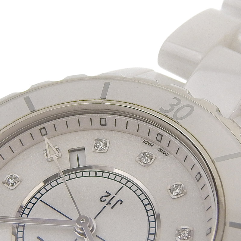 http://シャネル%20CHANEL%20J12%20レディース%20クォーツ%20腕時計%20セラミック/SS%2012Pダイヤモンド%20ホワイト文字盤%20H1628%20中古%20CH0915