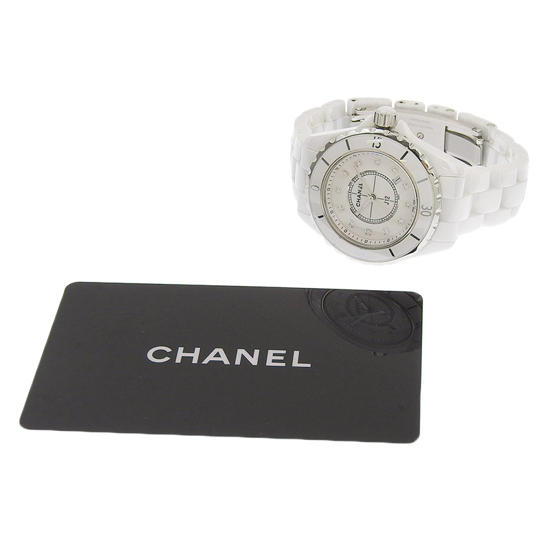http://シャネル%20CHANEL%20J12%20レディース%20クォーツ%20腕時計%20セラミック/SS%2012Pダイヤモンド%20ホワイト文字盤%20H1628%20中古%20CH0915