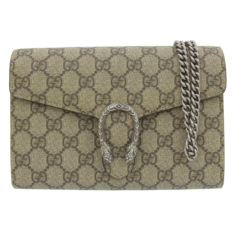グッチ GUCCI GGスプリーム ディオニュソス チェーンショルダーバッグ チェーンウォレット ベージュ/エボニー 401231 中古 GU0573