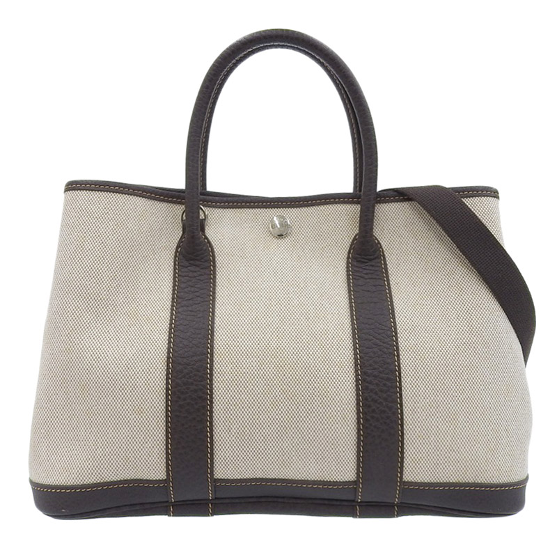エルメス HERMES ガーデンパーティTPM 2WAYバッグ トートバッグ トワルアッシュ ベージュ/ブラウン □I刻印 2005年 中古 HE0927