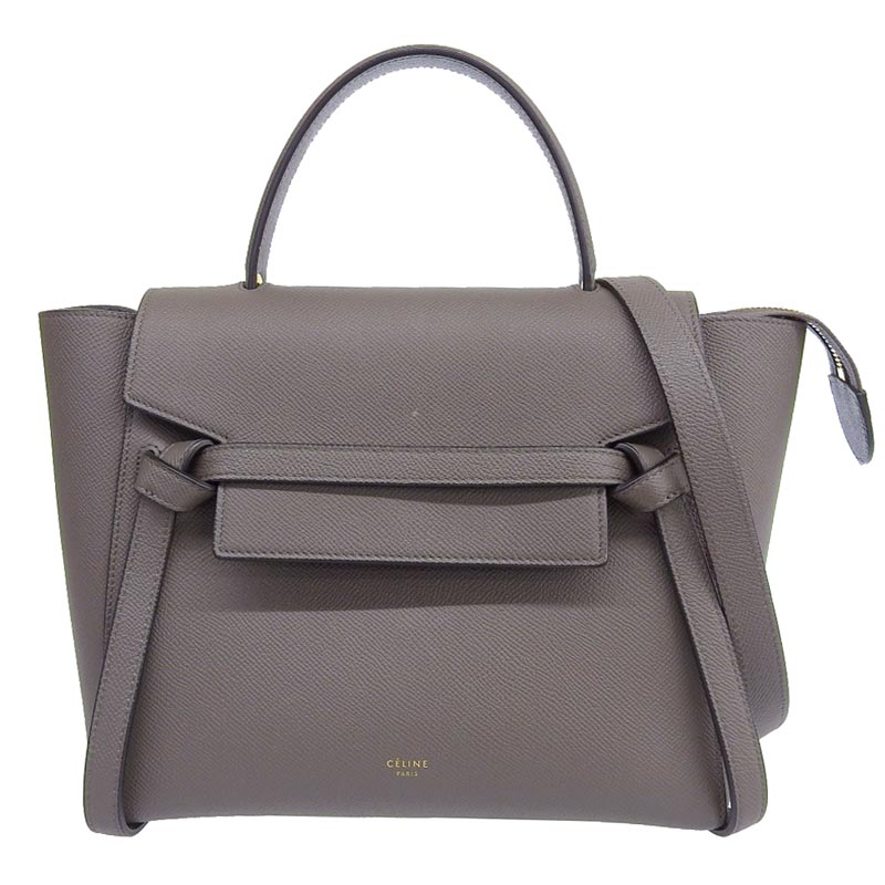 セリーヌ CELINE ベルトバッグ マイクロ 2WAYバッグ ハンドバッグ ショルダーバッグ レザー グレー 180153ZVA 中古 OB1792