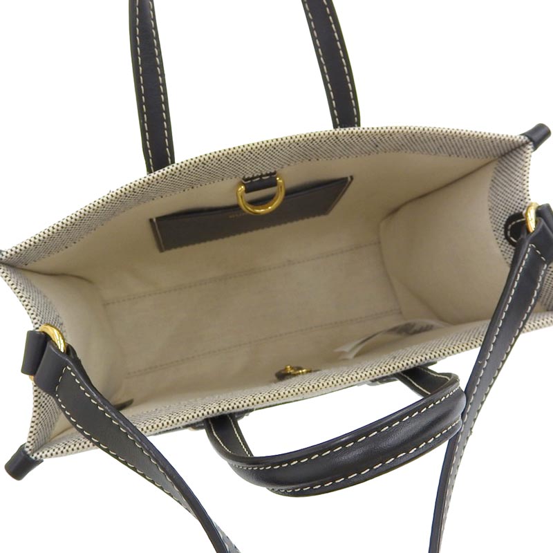 http://バーバリー%20BURBERRY%20フレヤトートミニ%202WAY%20ハンドバッグ%20ショルダーバッグ%20キャンバス/レザー%20ブラック%208044142/71F%20中古%20OB1794