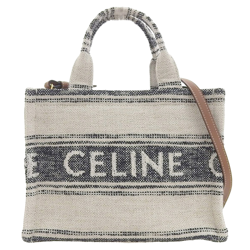 http://セリーヌ%20CELINE%20スモールカバ%20タイス%20ハンドバッグ%20ショルダーバッグ%20キャンバス/レザー%20ホワイト/ブラック%20199162ERP%20中古%20OB1797
