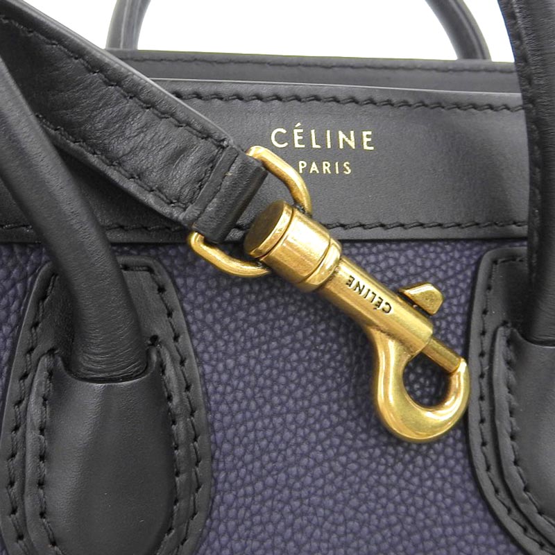 http://セリーヌ%20CELINE%20ラゲージ%20ナノショッパー%202WAY%20ハンドバッグ%20ショルダーバッグ%20レザー%20ネイビー/ブラック/ホワイト%20中古%20OB1798