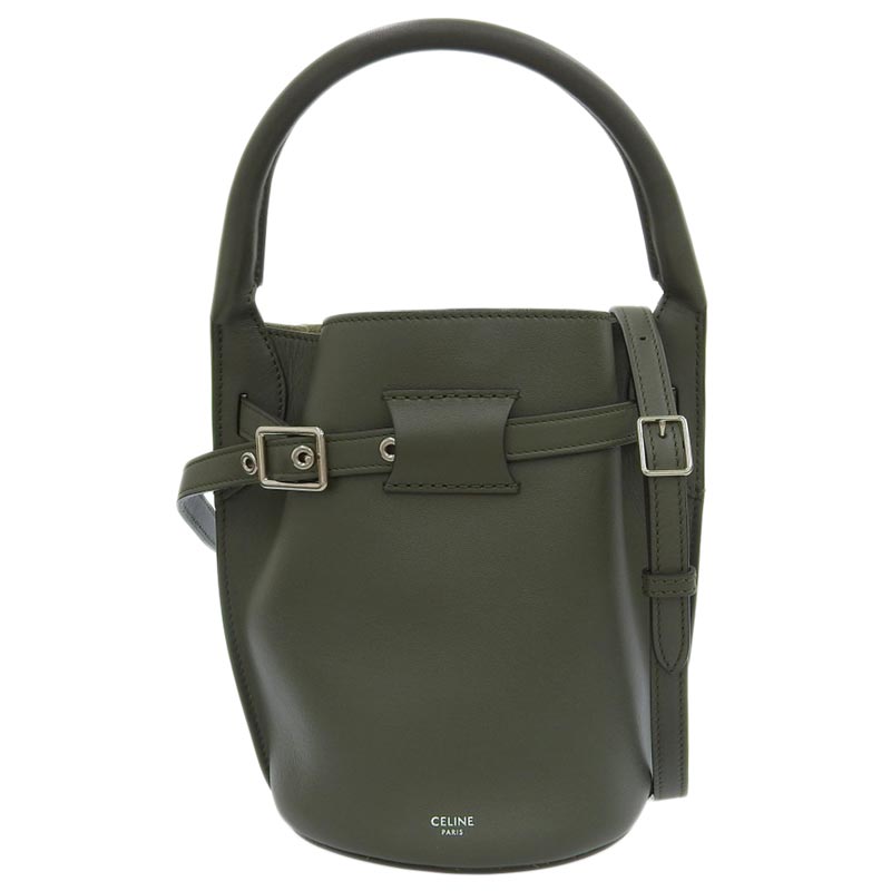 セリーヌ CELINE ビッグバッグ バケット ナノ 2WAYバッグ ハンドバッグ レザー カーキ 187243A4T 中古 OB1803