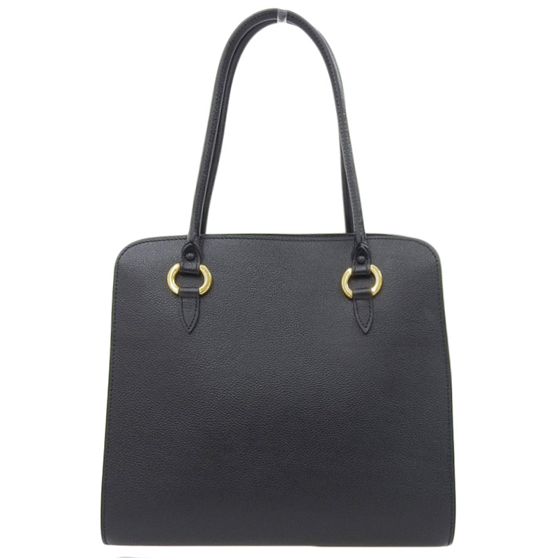 デルボー DELVAUX セピア トートバッグ ハンドバッグ レザー ブラック 中古 OB1809