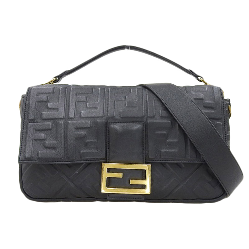 フェンディ FENDI マンマバケット ハンドバッグ ショルダーバッグ レザー ブラック 8BR771 中古 OB1810
