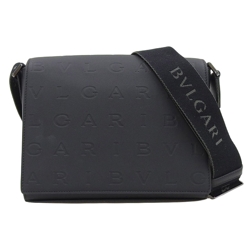ブルガリ BVLGARI ブルガリ マン スモールメッセンジャーバッグ ショルダーバッグ レザー ブラック 291932 中古 OB1814
