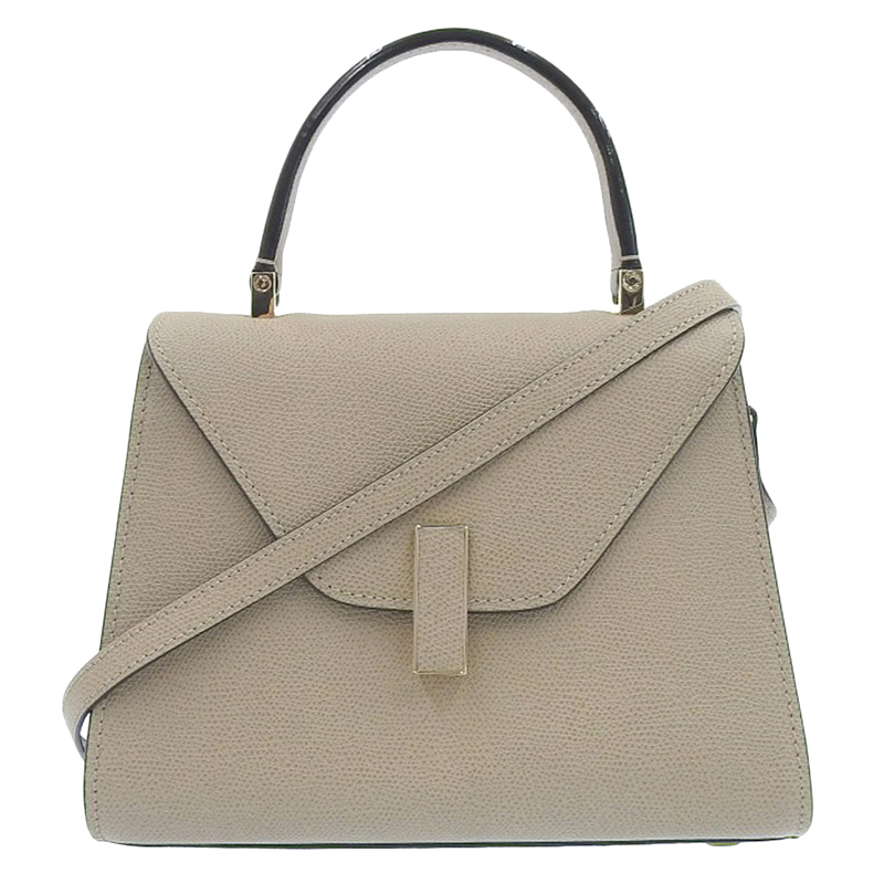 ヴァレクストラ Valextra ミニ イジィデ 2WAY ハンドバッグ ショルダーバッグ レザー グレージュ WBES0036028LOC99 美品 OB1832