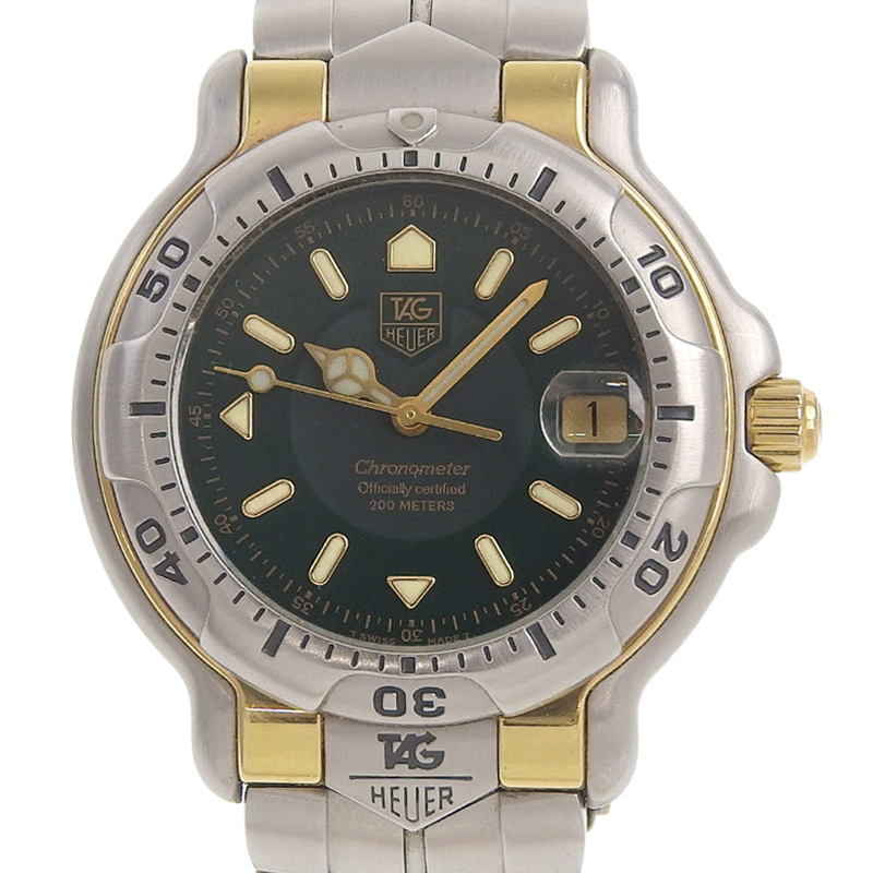 タグホイヤー TAG HEUER 6000シリーズ メンズ 自動巻き 腕時計 SS/K18 グリーン文字盤 WH5153-K1 中古 OW0423