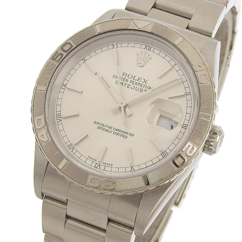 http://ロレックス%20ROLEX%20デイトジャスト%20サンダーバード%20メンズ%20自動巻き%20腕時計%20SS/WG%20シルバー文字盤%20Y番%202002年%2016264%20中古%20RO0269