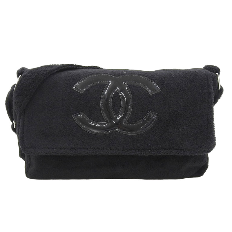 シャネル CHANEL ココマーク ショルダーバッグ 斜め掛けショルダー パイル ブラック 中古 CH0916