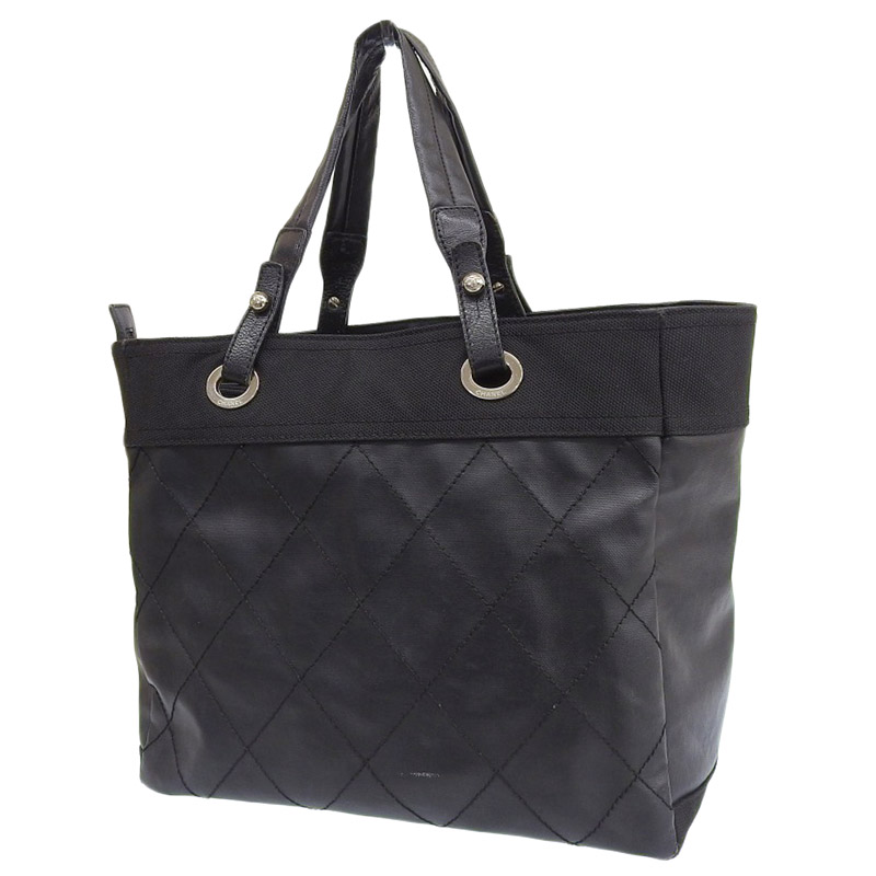 http://シャネル%20CHANEL%20パリビアリッツトートMM%20トートバッグ%20レザー/キャンバス%20ブラック%2011番台%20中古%20CH0922