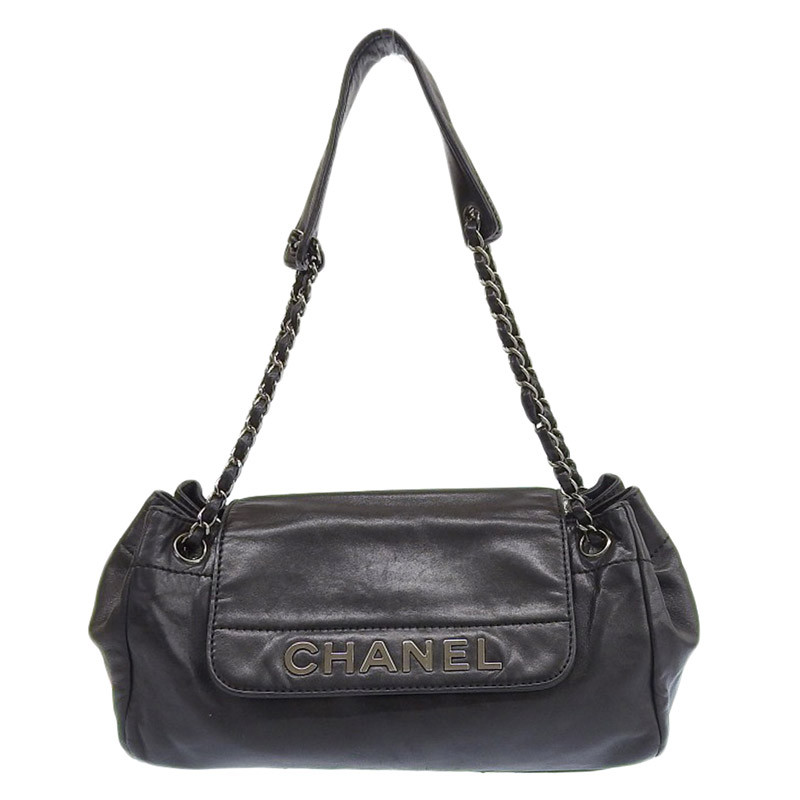 シャネル CHANEL ショルダーバッグ チェーントート レザー ブラック 10番台 中古 CH0924