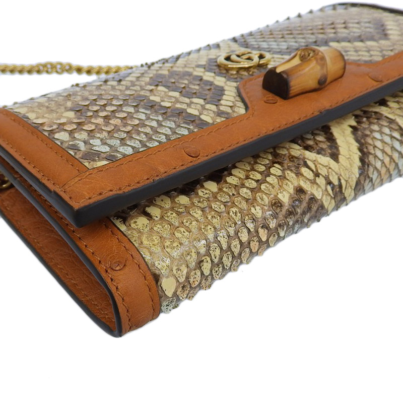 http://グッチ%20GUCCI%20ダイアナ%20チェーンウォレット%20パイソン/レザー%20ベージュ%20マルチカラー%20658243%20中古%20GU0581