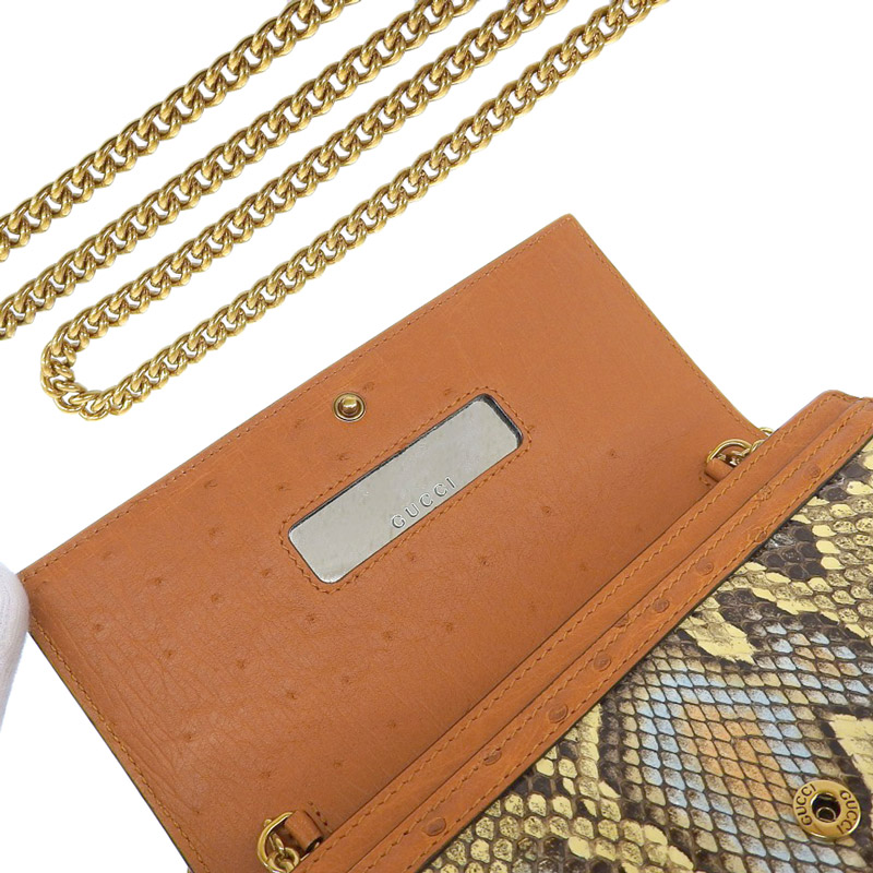 http://グッチ%20GUCCI%20ダイアナ%20チェーンウォレット%20パイソン/レザー%20ベージュ%20マルチカラー%20658243%20中古%20GU0581