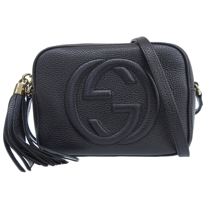 グッチ GUCCI ソーホー ショルダーバッグ 斜め掛けショルダー レザー ブラック 308364 中古 GU0582
