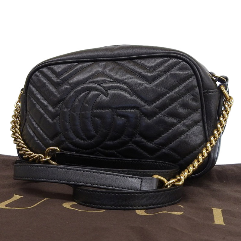 http://グッチ%20GUCCI%20GGマーモント%20キルティング%20スモール%20ショルダーバッグ%20レザー%20ブラック%20447632%20中古%20GU0588