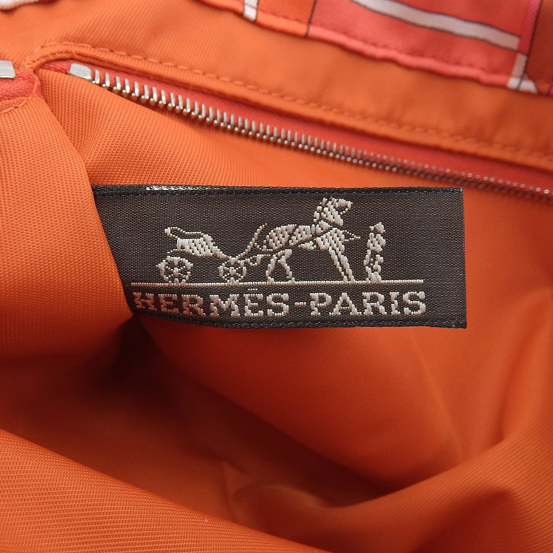 http://エルメス%20HERMES%20フールビ25%20ポーチ%20バッグインバッグ%20シルク/ナイロン/レザー%20レッド系マルチカラー%20中古%20HE0932